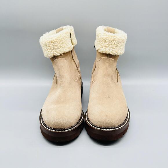 Blondo Boots Womens 5.5 Brown Suede Shearling Harlow Ankle Waterproof Lug Sole - Picture 3 of 13